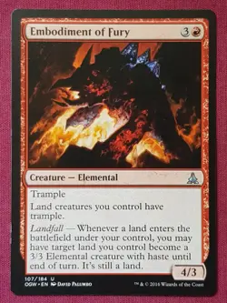 Magic The Gathering OATH OF THE GATEWATCH EMBODIMENT OF FURY red card MTG - Image 1