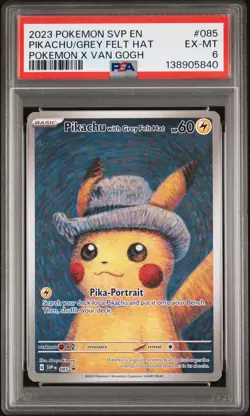 2023 POKEMON SVP EN-SV BLACK STAR PROMO #085 PIKACHU WITH GREY FELT HAT PSA 6 - Image 1