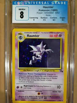 CGC 8 NM/Mint Haunter Pokemon Fossil Unlimited Holo 6/62 - Image 1