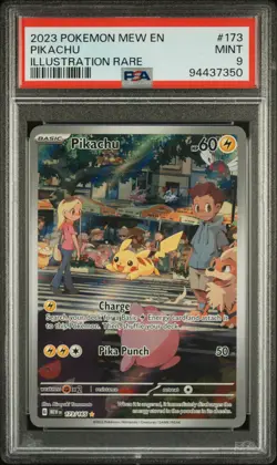 Pokemon S&V 151 Pikachu 173/165 Illustration Rare English PSA 9 Graded Slab - Image 1