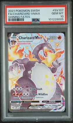 2021 POKEMON SWORD & SHIELD SHINING FATES #SV107 FULL ART/CHARIZARD VMAX PSA 10 - Image 1