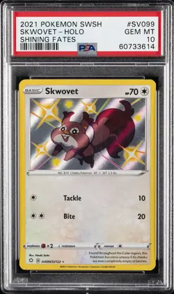 2021 POKEMON SWORD & SHIELD SHINING FATES #SV099 SKWOVET-HOLO PSA 10 - Image 1