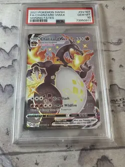 2021 Pokemon Charizard VMAX Shining Fates PSA 10 Full Art SV107/SV122 - Image 1