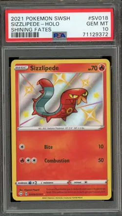 2021 Pokemon TCG Holo Sizzlipede SV018 / SV122 PSA 10 GEM MINT Shining Fates - Image 1