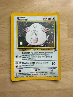 Chansey 3/102 Base Set Pokemon Card 1999 WOTC TCG Original Holo Rare - Image 1