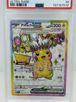 2024 POKEMON SSP EN-SURGING SPARKS ULTRA RARE #219 PIKACHU EX PSA 10 - Image 2