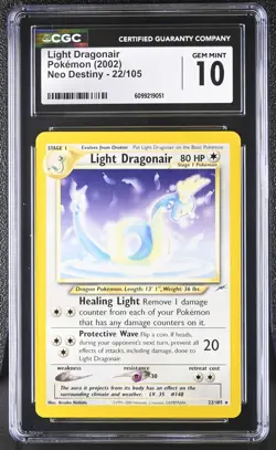 CGC 10 GEM MINT Light Dragonair 2002 Neo Destiny 22/105 Pokemon Card - Image 1