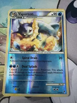 Pokemon TCG Vaporeon 52/95 Call of Legends Uncommon Card NM Condition - Image 1