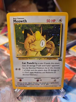 Pokemon TCG Meowth Black Star Promo Holo Card MP MINOR DAMAGE - Image 1