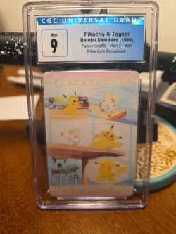 Pokemon 1998 Pikachu Togepi Bandai Sealdass Fancy Graffiti #24 CGC 9 - Image 1