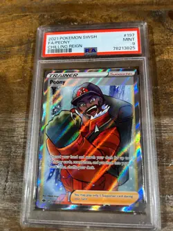 POKEMON 2021 SWSH Chilling Reign Full Art Trainer PEONY #197 PSA 9 Mint RARE - Image 1