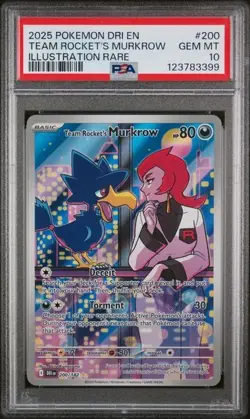 PSA 10 GEM MINT 2025 POKEMON DRI EN-DESTINED RIVALS #200 TEAM ROCKET'S MURKROW - Image 1