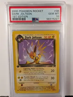 2000 Pokemon 1st Edition PSA 10 (GEM MINT) Rocket Dark Jolteon 38/82 - Image 1