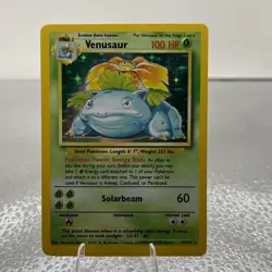Venusaur #15/102 LP Base Set Unlimited Holo WotC Vintage Pokemon TCG Card - Image 1