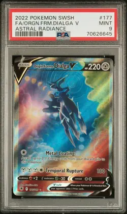 2022 Pokemon SWSH Astral Radiance Origin Forme Dialga V #177/189 PSA 9 Mint - Image 1