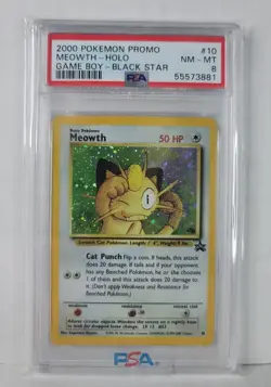 2000 Pokemon Promo #10 Meowth Holo Game Boy Black Star - Image 1
