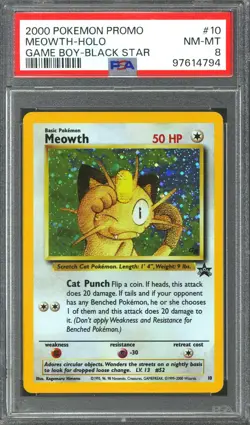 Pokemon WOTC Black Star Promo Game Boy Meowth 10 PSA 8 - Image 1