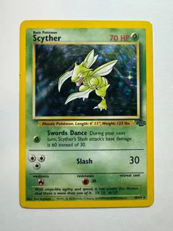 Scyther Jungle 10/64 Unlimited Holo Rare 1999 70 HP Basic Pokemon TCG HP *BTX - Image 1