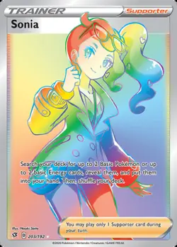 1x Sonia - 203/192 - Secret Rare NM-Mint Pokemon SWSH02 - Rebel Clash - Image 1