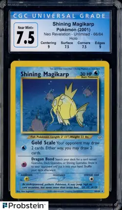 2001 Pokemon Neo Revelation Unlimited #66/64 Shining Magikarp Holo CGC 7.5 NM+ - Image 1