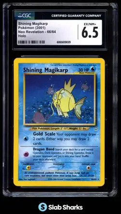2001 POKEMON NEO REVELATION #66/64 SHINING MAGIKARP HOLO RARE CGC 6.5 - Image 1