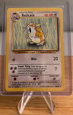 Raticate #20 Non-Holo Pokemon Card Lightly Played 40/102 Uncommon Base Set 1999 - Image 1