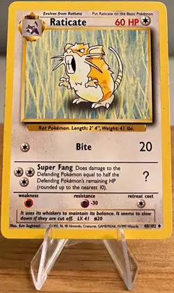 Raticate #20 Non-Holo Pokemon Card Lightly Played 40/102 Uncommon Base Set 1999 - Image 3