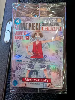 One Piece Monkey.D.Luffy College Basketball US Voyage Card SEALED St. John's - Image 1