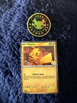 Pikachu 051 /162 Stamped 2026 Pokemon Day 30 Promo with SWIRL 🌀 includes Coin - Image 1
