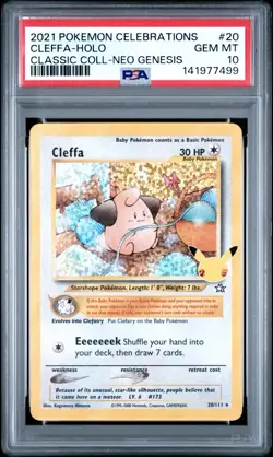 2021 Pokemon Celebrations Classic Collection Cleffa 20/111 PSA 10 Gem Mint - Image 1