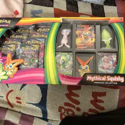 Pokemon Mythical Squishy Premium Collection Box, Evolving Skies Boosters - Image 1