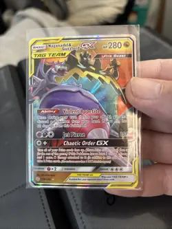 2019 Pokemon Sun & Moon Cosmic Eclipse Naganadel Guzzlord Tag Team Holo 158/236 - Image 2
