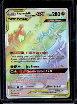 2019 Pokemon SM Cosmic Eclipse Naganadel Guzzlord GX Tag Team Full Art #260/236 - Image 1
