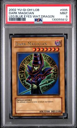 2002 YU-GI-OH! LOB-LEGEND OF BLUE EYES WHITE DRAGON #005 DARK MAGICIAN PSA 9 - Image 1