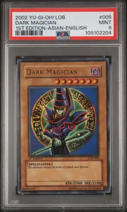 2002 YU-GI-OH! LOB-LEGEND OF BLUE EYES WHITE DRAGON #005 DARK MAGICIAN PSA 9 - Image 1