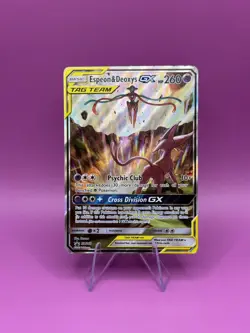 Pokemon TCG Espeon & Deoxys GX SM240 Black Star Promo Full Art Holo Card LP-MP - Image 1