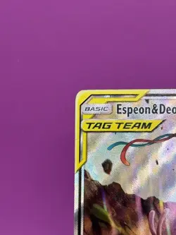 Pokemon TCG Espeon & Deoxys GX SM240 Black Star Promo Full Art Holo Card LP-MP - Image 3