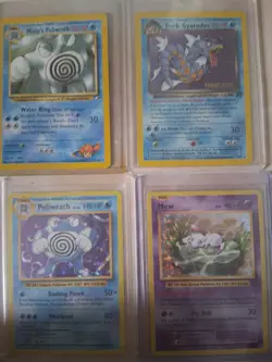 vintage pokemon card lot holo "Poliwrath,mew, Dark Gyarados,& Mistys Poliwrath - Image 1