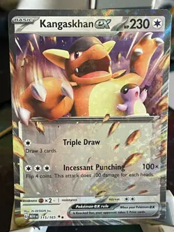 POKEMON KANGASKHAN EX 115/165 DOUBLE RARE HOLOFOIL SCRLET & VIOLET 151 NM CARD - Image 1