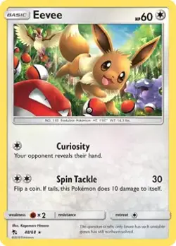 Eevee - 48/68 - Pokemon Hidden Fates Sun & Moon Holo Rare Card NM - Image 1