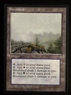 MTG Brushland Ice Age Rare LP - Image 1