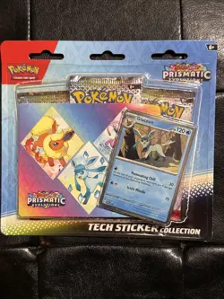 Pokemon TCG Prismatic Evolutions Tech Sticker Collection Sealed Glaceon 3 Packs - Image 1
