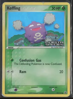 Pokemon TCG Koffing EX Delta Species 72/113 Reverse Holo Common - Image 1