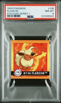 1999 Pokemon Stickers Series 1 Flareon Vintage #136 PSA 8 NM-MT - Image 1