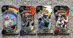 EMPTY Cosmic Eclipse Booster Pack Sleeves Pokemon 1 Art Set (4 sleeves) - Image 1