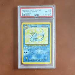 Pokemon TCG Vaporeon Jungle 12/64 Holo No Symbol Error PSA 6 English 1999 - Image 1
