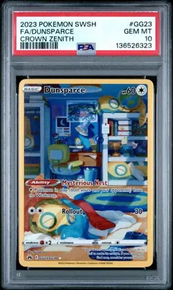 2023 Pokemon Crown Zenith # GG23 Full Art Dunsparce PSA 10 GEM MT - Image 1