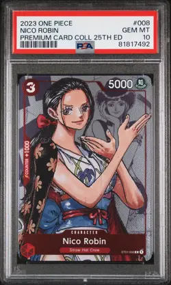 ONE PIECE PREMIUM 25th ST01-008 NICO ROBIN ALT ART PSA 10 GEM MINT #81817492 - Image 1