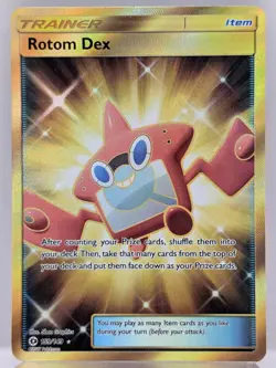 Rotom Dex 159/149 Sun & Moon Secret Rare Gold Holo Pokemon TCG Card 2017 NM - Image 1