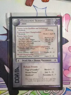Lord of The Rings LOTR CCG TCG Promo 2004 Tournament Schedule Card - Image 1